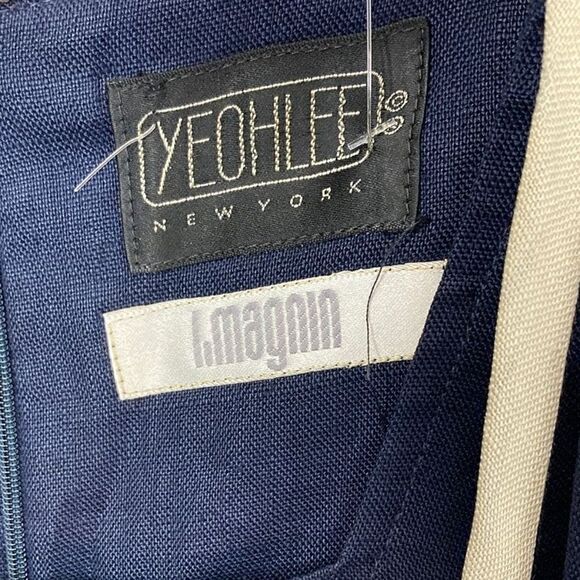 Yeohlee M Navy Linen Dress 80s FLAW SEE PICS Art to Wear Avant Garde Vintage - Picture 6 of 7